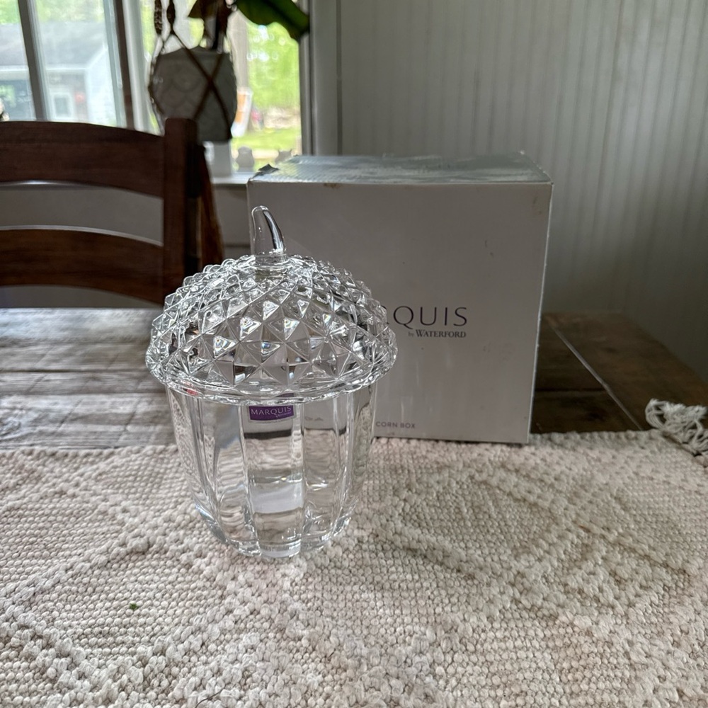 Waterford Marquis Crystal Acorn Box Candy Jar - Clear
